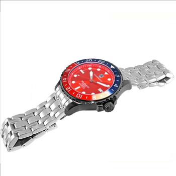 LeChateau, Men's TIME BOLD- X1, NH35 AUTOMATIC MOVEMENT,  IP-BLACK  BLUE/RED, SS-BAND -C1B737BU-MR_SS - MSRP:  $2,340.00