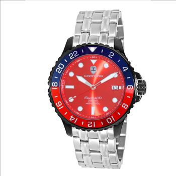 LeChateau, Men's TIME BOLD- X1, NH35 AUTOMATIC MOVEMENT,  IP-BLACK  BLUE/RED, SS-BAND -C1B737BU-MR_SS - MSRP:  $2,340.00