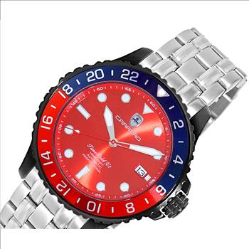 LeChateau, Men's TIME BOLD- X1, NH35 AUTOMATIC MOVEMENT,  IP-BLACK  BLUE/RED, SS-BAND -C1B737BU-MR_SS - MSRP:  $2,340.00
