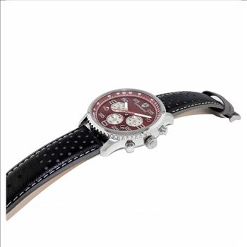 Lechateau, Men's VR32 Chronograph Movement, Maroon MOP Dial, Leather Strap, C1S7023-MR - Retail at (MSRP: $2,148.00)