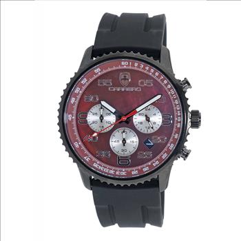 Lechateau, Men's VR32 Movement Chronograph Movement, Brown MOP Dial, IP-Black Tone, C1B7023-MR_RBK - Retail at (MSRP: $2,148.00)