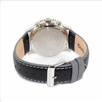 Lechateau Men's VR32 Movement Chronograph Mov't, Black MOP Dial, Black Genuine Leather Band, (MSRP: $2,148.00)