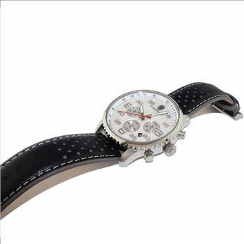 Lechateau, Men's VR32 Movement Chronograph Mov't, White MOP Dial, Black Genuine Leather Band, C1S7023-WT -(MSRP: $2,148.00)