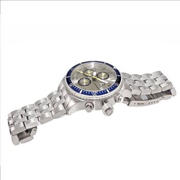 LeChateau Mens -VR33 Muscle Chronograph, Silver Dial Blue Bezel, CS17733SV_BU , MSRP: $1,475.00