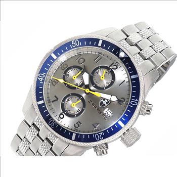 LeChateau Mens -VR33 Muscle Chronograph, Silver Dial Blue Bezel, CS17733SV_BU , MSRP: $1,475.00
