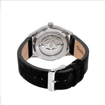LECHATEAU, MEN'S WATCH, 24-JEWELS AUTOMATIC, HEART BEAT BLUE DIAL, BLACK-SUED LEATHER BAND, (MSRP: $2,388.00)