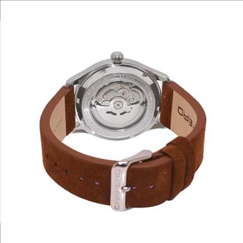 LECHATEAU, MEN'S WATCH, 24-JEWELS AUTOMATIC, WITH HEART BEAT GREEN DIAL, BROWN-SUED LEATHER BAND, (MSRP: $2,388.00)
