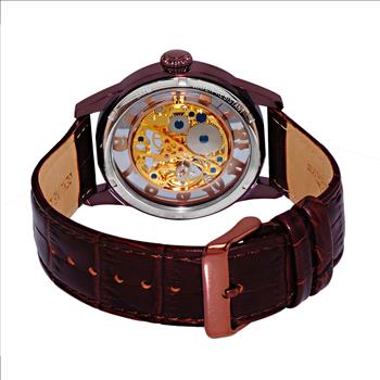 LeChateau - Mont Noir - Skeleton hand winding 17 Jewels movement , Genuine leather band, MN3334-MIPBN, Retail at $600.00