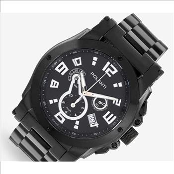Lechateau  - Polanti G-4 -Swiss Chronograp, Black-IP -Black Stainless Steel, Black Dial, PLZ-2800BK Retail at (MSRP: $1,995.00)