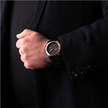 Lechateau  - Polanti G-4 -Swiss Chronograp, Black-IP -Rose Stainless Steel, Black Dial, PLZ-2800RG Retail at (MSRP: $1,995.00)