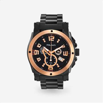 Lechateau  - Polanti G-4 -Swiss Chronograp, Black-IP -Rose Stainless Steel, Black Dial, PLZ-2800RG Retail at (MSRP: $1,995.00)