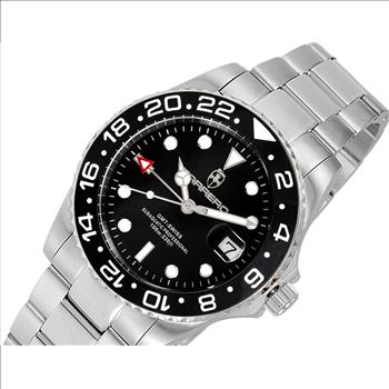 Lechateau SWISS Quarts, Black Date- Dial, with Magnifying glass, C1S10BK-BKBK Retail at (MSRP: $1,908.00)