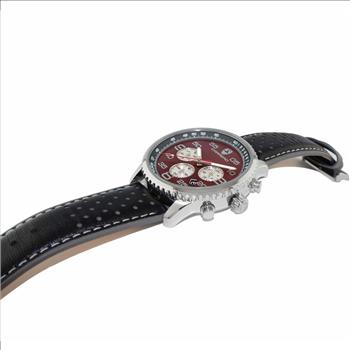 Lechateau - VR32 Movement Chronograph Mov't, Black-Brown MOP Dial, Black Genuine Leather Band, (MSRP: $2,148.00)