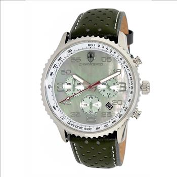 Lechateau - VR32 Movement Chronograph Mov't, Brown MOP Dial, Genuine Leather Band, C1S7023-BN - Retail at (MSRP: $2,148.00)