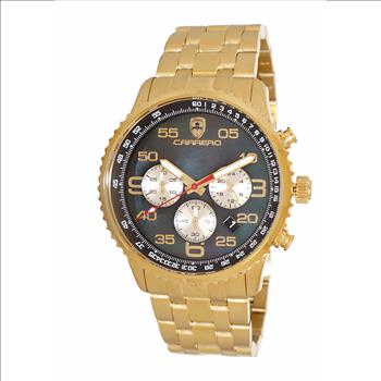 Lechateau - VR32 Mov't Chronograph Mov't, Black MOP Dial, Goldtone Stainless Steel case and band  (MSRP: $2,220.00)