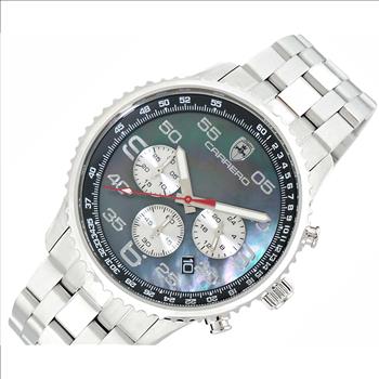 Lechateau - VR32 Mov't Chronograph Mov't, Black MOP Dial, Stainless Steel case and band,  C1S7022-BK - (MSRP: $2,220.00)