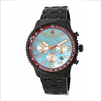 Lechateau - VR32 Mov't Chronograph Mov't, Blue-MOP Dial, Black-IP Stainless Steel case and band  (MSRP: $2,220.00)