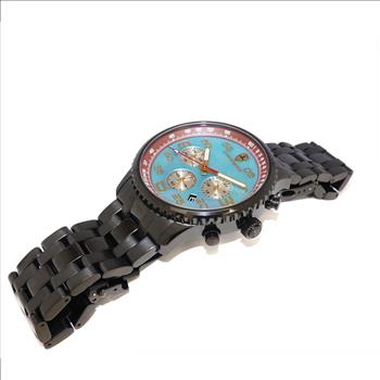 Lechateau - VR32 Mov't Chronograph Mov't, Blue-MOP Dial, Black-IP Stainless Steel case and band  (MSRP: $2,220.00)