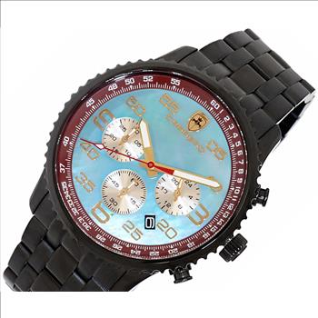 Lechateau - VR32 Mov't Chronograph Mov't, Blue-MOP Dial, Black-IP Stainless Steel case and band  (MSRP: $2,220.00)