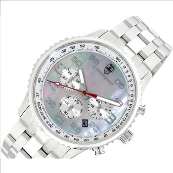 Lechateau - VR32 Mov't Chronograph Mov't, Brown MOP Dial,  Stainless Steel case and band  (MSRP: $2,220.00)