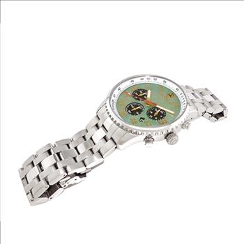 Lechateau - VR32 Mov't Chronograph Mov't, Green-MOP Dial,  Stainless Steel case and band C1S7022-BN_GNGO, (MSRP: $2,220.00)