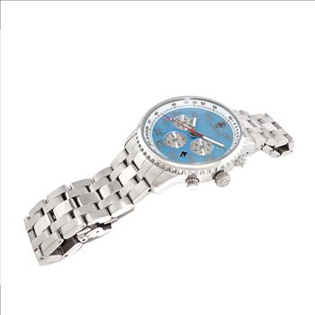 Lechateau - VR32 Mov't Chronograph Mov't, Light-Blue MOP Dial, Stainless Steel case and band,  C1S7022-BU - (MSRP: $2,220.00)