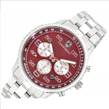 Lechateau - VR32 Mov't Chronograph Mov't, Maroon MOP Dial,  Stainless Steel case and band  (MSRP: $2,220.00)
