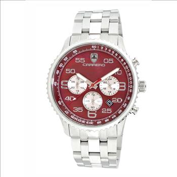Lechateau - VR32 Mov't Chronograph Mov't, Maroon MOP Dial,  Stainless Steel case and band  (MSRP: $2,220.00)
