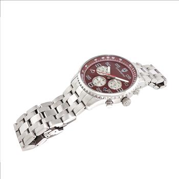 Lechateau - VR32 Mov't Chronograph Mov't, Maroon MOP Dial,  Stainless Steel case and band  (MSRP: $2,220.00)