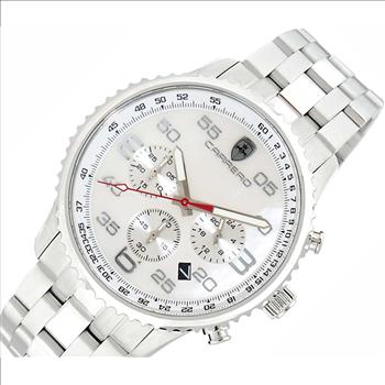 Lechateau - VR32 Mov't Chronograph Mov't, White MOP Dial,  Stainless Steel case and band  (MSRP: $2,220.00)
