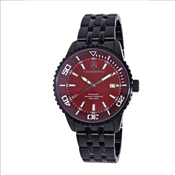 Lechateau Watches Autoamtic-21 JEWELS Movement with Exhibition back, IP-Black Brown Dial, C1B4345BR Retail at (MSRP: $2,220.00)