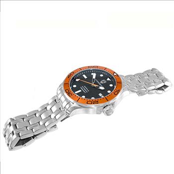 Lechateau Watches - Automatic -24  Jewels NH35, Textured Black Date dial - Orange Bezel , (MSRP: 2,268.00)