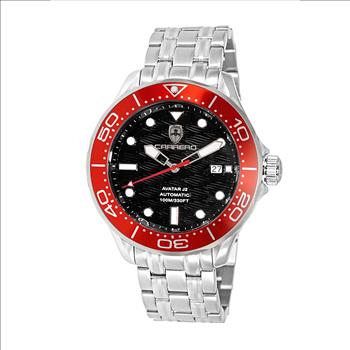 Lechateau Watches - Automatic -24  Jewels NH35, Textured Black Date dial, Red bezel, Retail at (MSRP: 2,268.00)