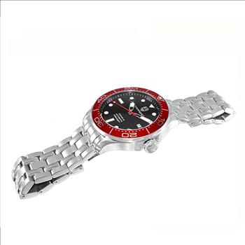 Lechateau Watches - Automatic -24  Jewels NH35, Textured Black Date dial, Red bezel, Retail at (MSRP: 2,268.00)