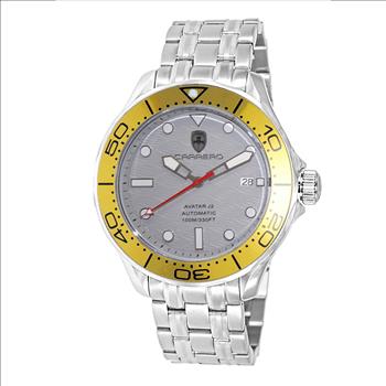 Lechateau Watches- Automatic -24  Jewels NH35, Textured Gray Date dial, Yellow Bezel C1S6161GR_BUYL - Retail at (MSRP: 2,268.00)