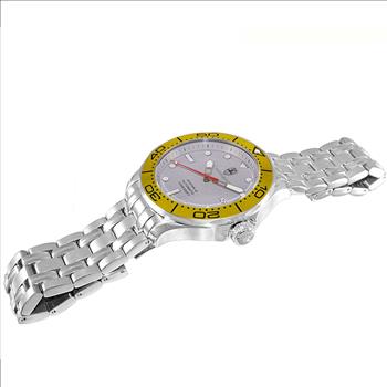 Lechateau Watches- Automatic -24  Jewels NH35, Textured Gray Date dial, Yellow Bezel C1S6161GR_BUYL - Retail at (MSRP: 2,268.00)