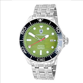 Lechateau Watches - Automatic -24  Jewels NH35, Textured Green Date dial - Black Bezel , (MSRP: 2,268.00)