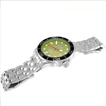 Lechateau Watches - Automatic -24  Jewels NH35, Textured Green Date dial - Black Bezel , (MSRP: 2,268.00)
