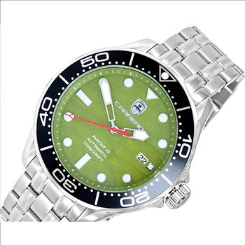 Lechateau Watches - Automatic -24  Jewels NH35, Textured Green Date dial - Black Bezel , (MSRP: 2,268.00)
