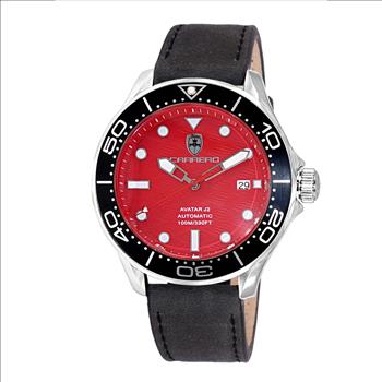 Lechateau Watches - Automatic -24  Jewels NH35, Textured Red Date dial, Black bezel, Black Strap - Retail at (MSRP: 2,268.00)