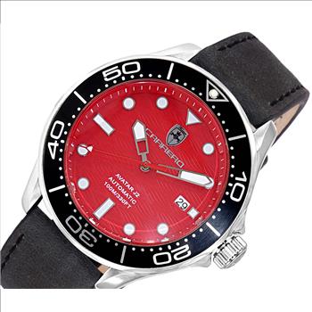 Lechateau Watches - Automatic -24  Jewels NH35, Textured Red Date dial, Black bezel, Black Strap - Retail at (MSRP: 2,268.00)