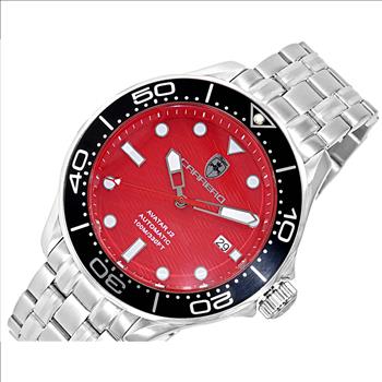 Lechateau Watches- Automatic -24  Jewels NH35, Textured Red Date dial, Black Bezel C1S6161RD_BK - Retail at (MSRP: 2,268.00)