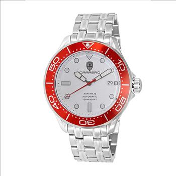 Lechateau Watches- Automatic -24  Jewels NH35, Textured White Date dial, Red Bezel C1S6161WT_RD - Retail at (MSRP: 2,268.00)