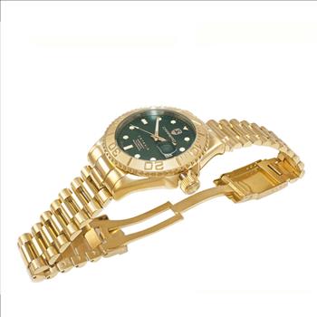 Lechateau Watches Men's Automatic - Magnifying Date, Green MOP Dial with Exhibition Back case (MSRP: $ 2,124.00)