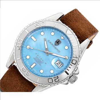 Lechateau Watches Men's Automatic - Magnifying Date, MOP Dial with Exhibition Back, C1S266BU_LBN - Retail at (MSRP: $ 2,124.00)