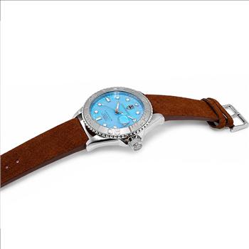 Lechateau Watches Men's Automatic - Magnifying Date, MOP Dial with Exhibition Back, C1S266BU_LBN - Retail at (MSRP: $ 2,124.00)