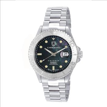Lechateau Watches Men's Automatic - Magnifying Date, MOP Dial with Exhibition Back case - C1S266BK- Retail at (MSRP: $ 2,124.00)