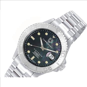 Lechateau Watches Men's Automatic - Magnifying Date, MOP Dial with Exhibition Back case - C1S266BK- Retail at (MSRP: $ 2,124.00)