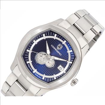 Lechateau Watches, Men's Automatic NH35A - 24 JEWELS, Blue Date Dial with Heart Beat, Exhibition Back (MSRP: $2,268.00)
