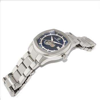 Lechateau Watches, Men's Automatic NH35A - 24 JEWELS, Blue Date Dial with Heart Beat, Exhibition Back (MSRP: $2,268.00)